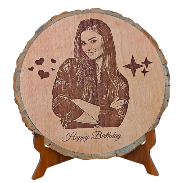 RTGHCRAFT 8-Inch Personalized Wooden Engraved Round Photo Frame - Image 2