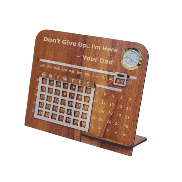 RTGHCRAFT Natural Wood Engraved Desk Calendar Frame - Image 5