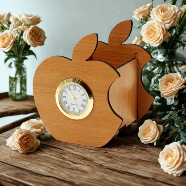 RTGHCRAFT Personalized MDF Apple Clock & Pen Holder – Office Desk Accessory - Image 2