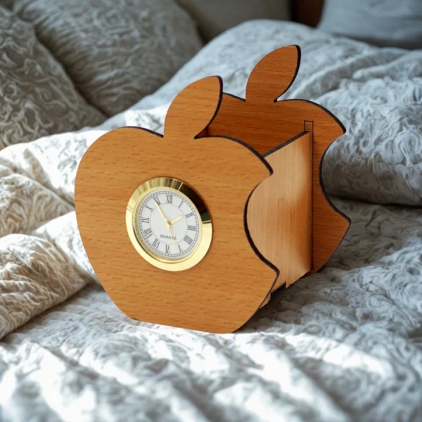 RTGHCRAFT Personalized MDF Apple Clock & Pen Holder – Office Desk Accessory - Image 4