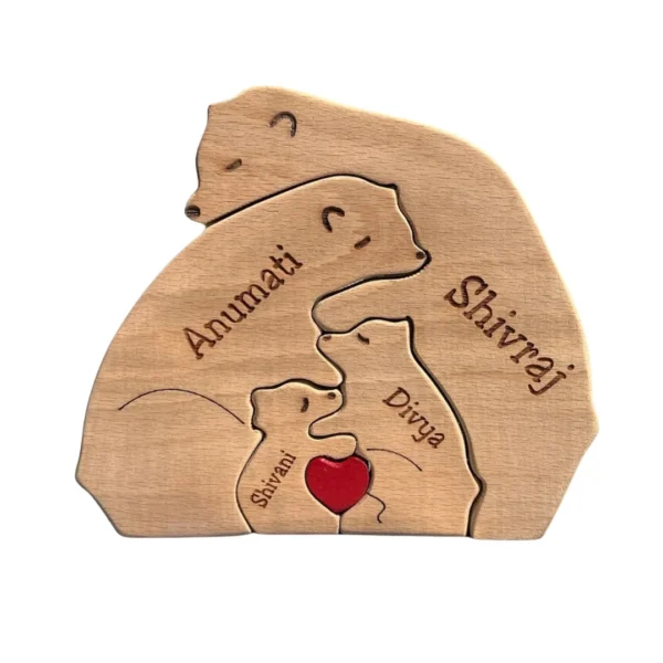 RTGHCRAFT Custom Natural Wood Bear Family Name Plaque - Image 3