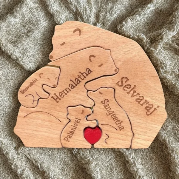 RTGHCRAFT Custom Natural Wood Bear Family Name Plaque - Image 4