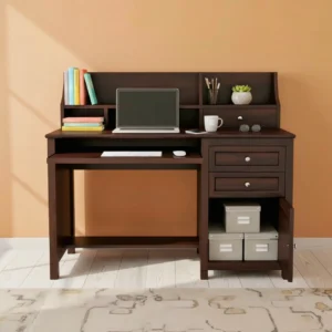 Taj Computer Table for Home and Office with Drawer and Cabinet Storage