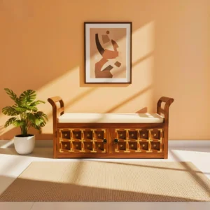 2-Seater Settee with Brass LT+ with Storage Honey Finish