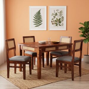 Cane 4 Seater Dining Table Set