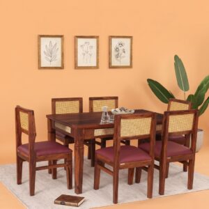 Cane 6 Seater Dining Table Set