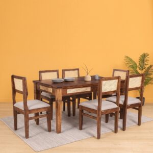 Cane 6 Seater Dining Table Set